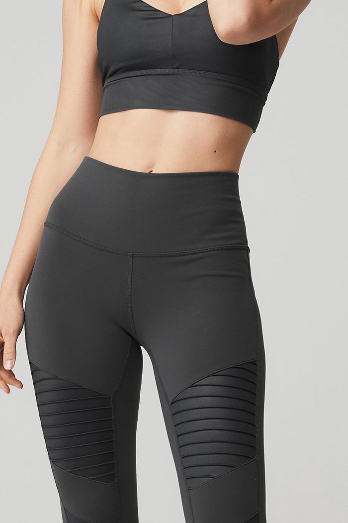 Leggins Alo Yoga High-Cintura Moto Mujer Grises Oscuro | 953120NWO