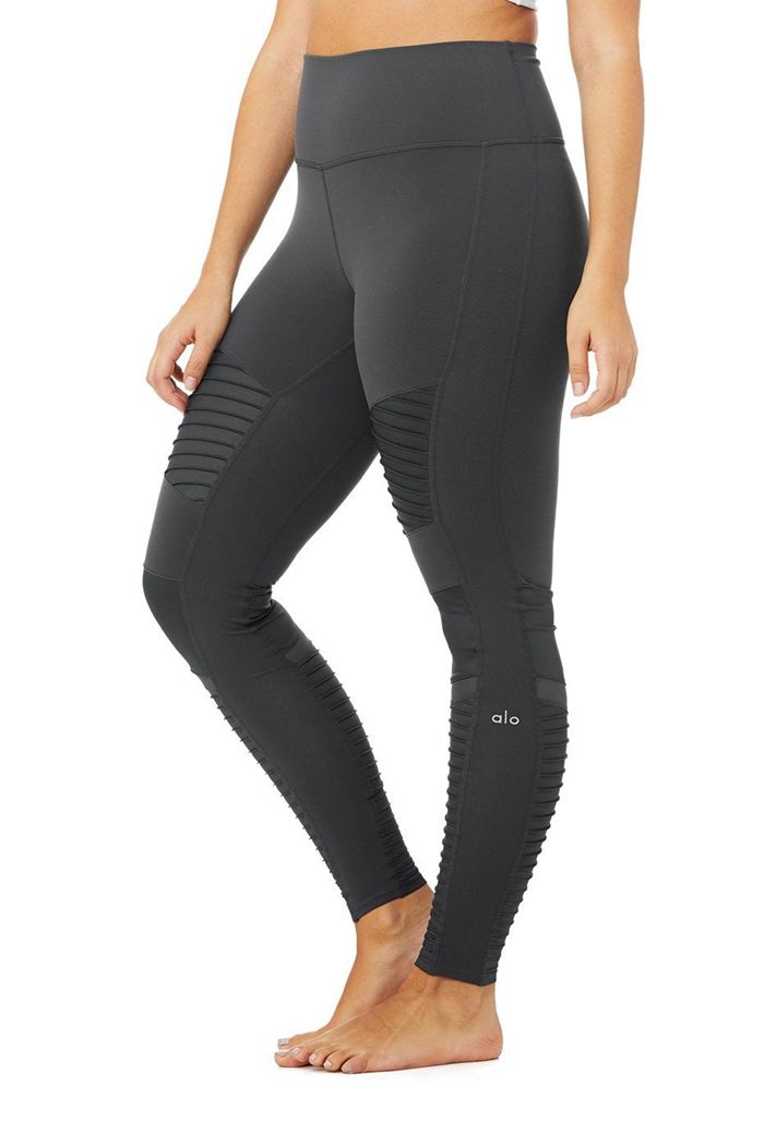 Leggins Alo Yoga High-Cintura Moto Mujer Grises Oscuro | 953120NWO