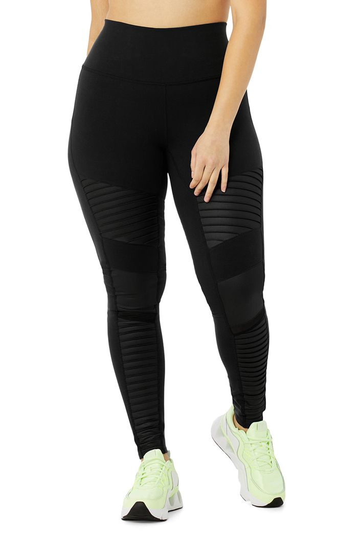 Leggins Alo Yoga High-Cintura Moto Mujer Negros | 975810NCR