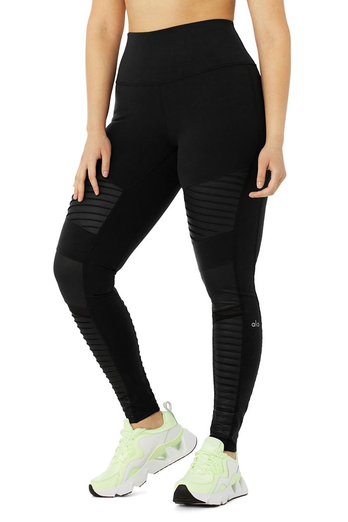 Leggins Alo Yoga High-Cintura Moto Mujer Negros | 975810NCR