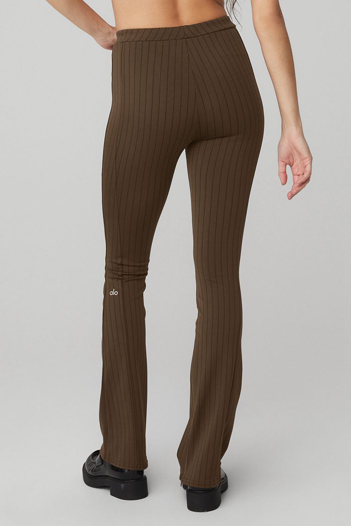 Leggins Alo Yoga High-Cintura Pinstripe Zip It Flare Mujer Negros | 541026TBE