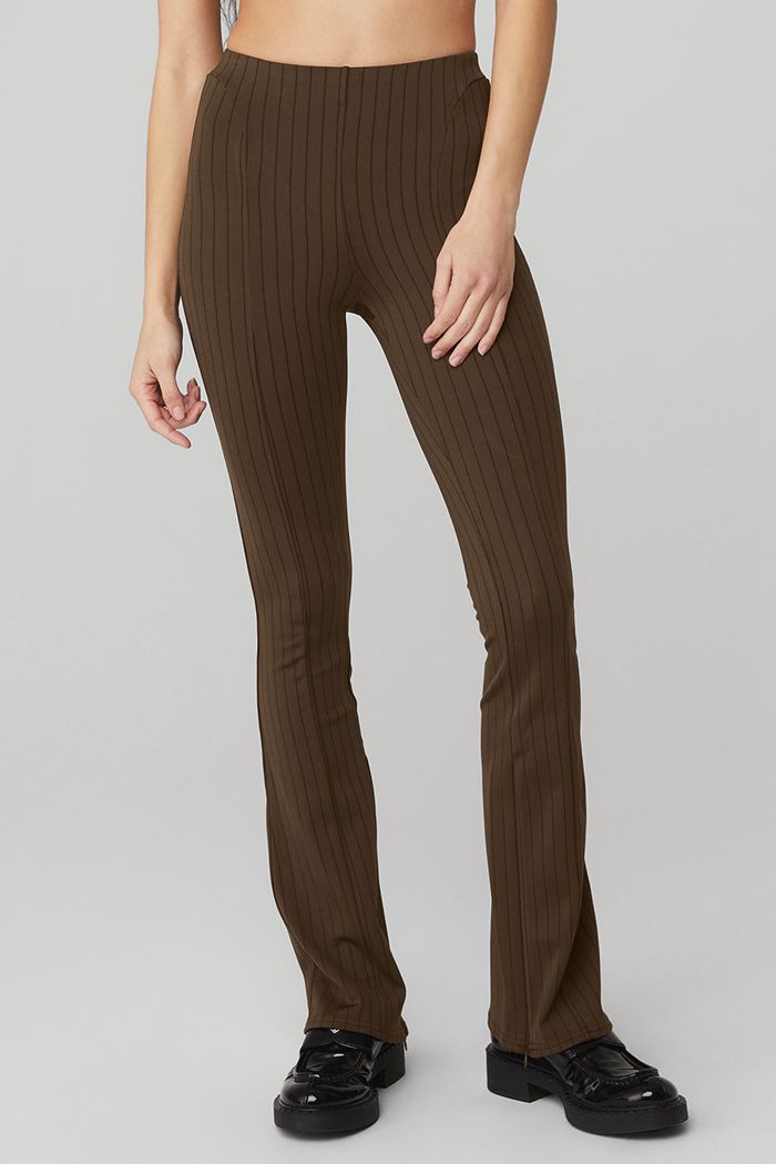 Leggins Alo Yoga High-Cintura Pinstripe Zip It Flare Mujer Negros | 541026TBE