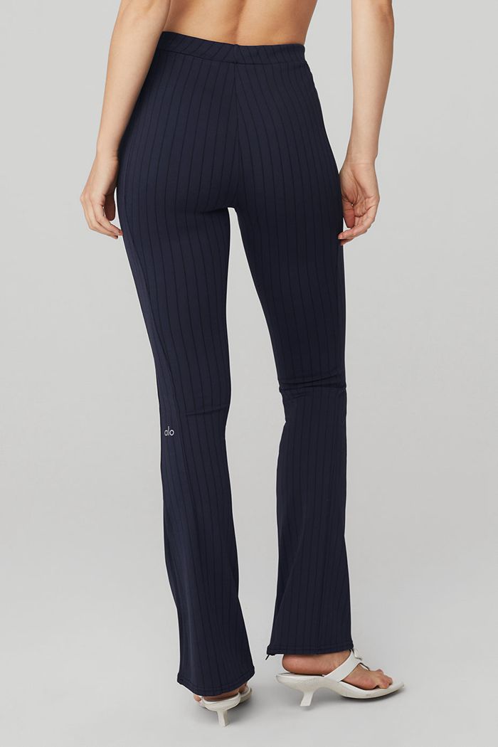 Leggins Alo Yoga High-Cintura Pinstripe Zip It Flare Mujer Negros | 754823CHZ