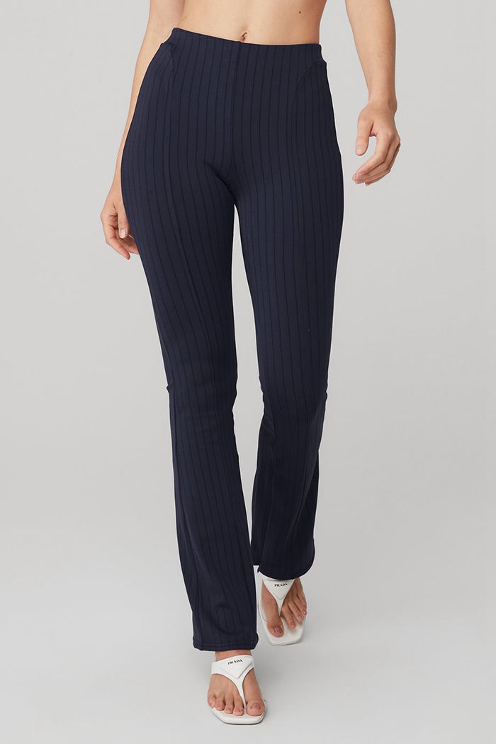 Leggins Alo Yoga High-Cintura Pinstripe Zip It Flare Mujer Negros | 754823CHZ