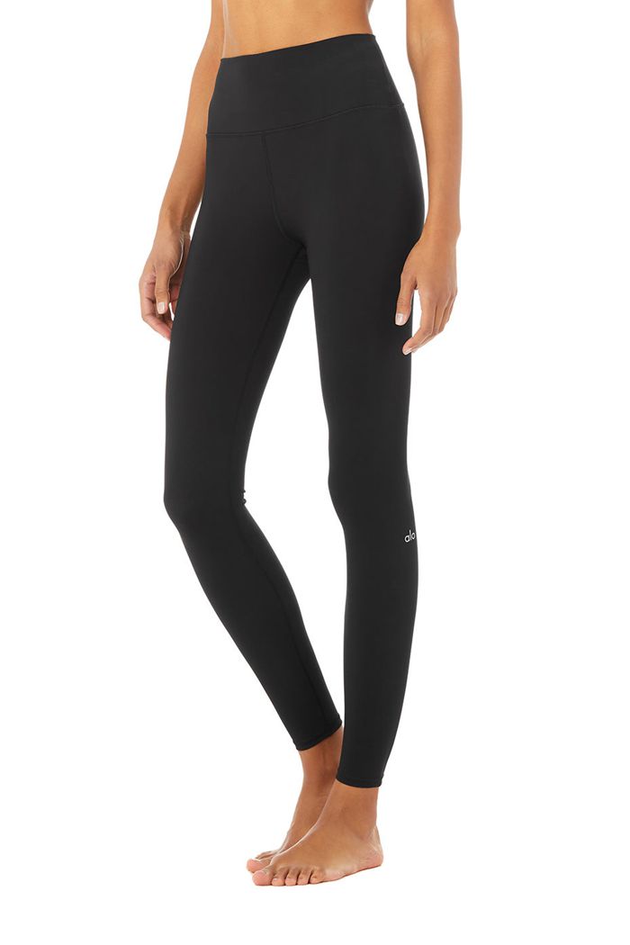 Leggins Alo Yoga High-Cintura Solid Vapor Mujer Negros | 947530PAQ