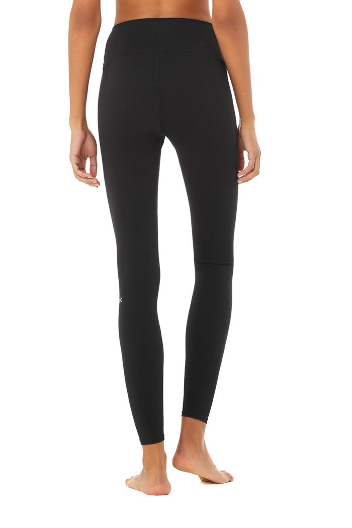 Leggins Alo Yoga High-Cintura Solid Vapor Mujer Negros | 947530PAQ