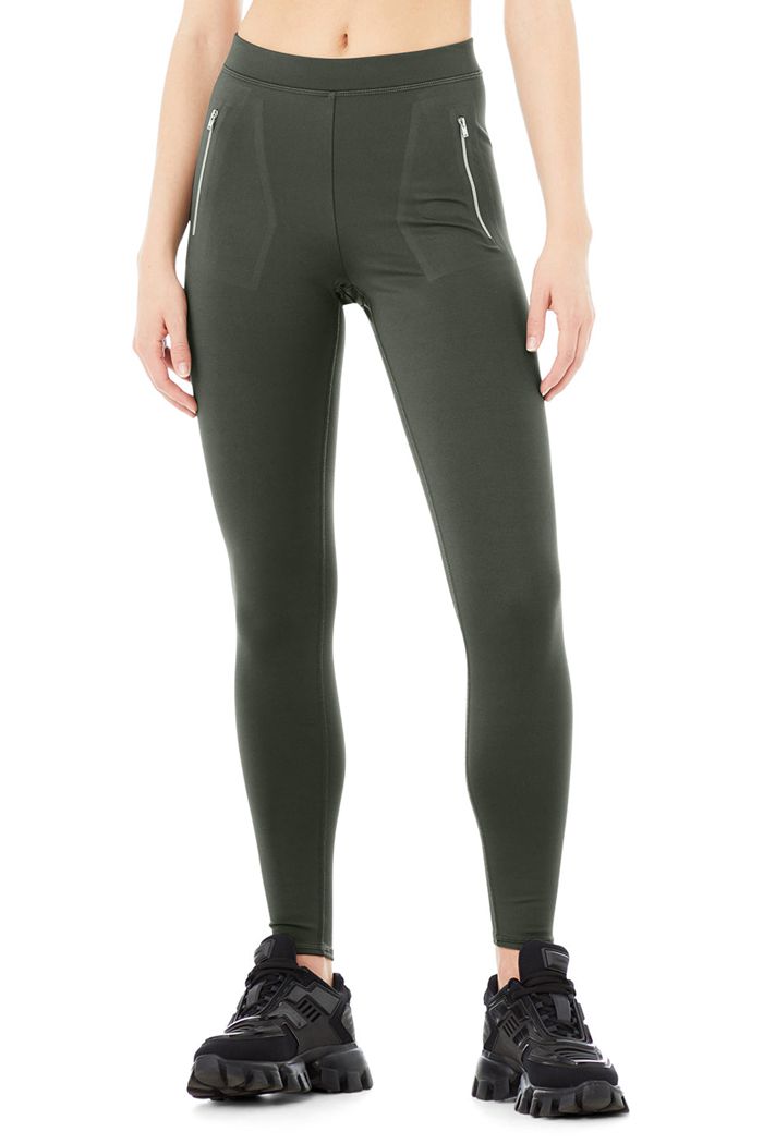 Leggins Alo Yoga High-Cintura Thrill Seeker Mujer Verdes Oscuro | 462013TRU