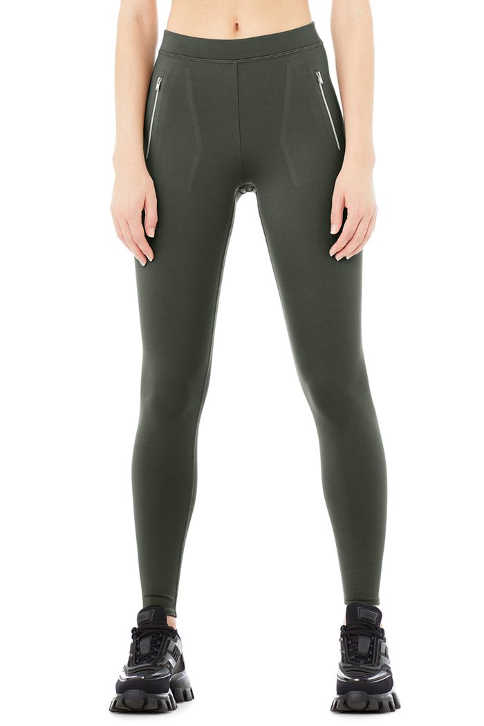 Leggins Alo Yoga High-Cintura Thrill Seeker Mujer Verdes Oscuro | 462013TRU