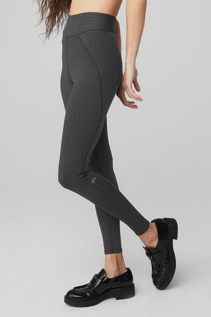 Leggins Alo Yoga Pinstripe Jacquard Extreme High-Cintura Mujer Grises Oscuro | 051624FHR