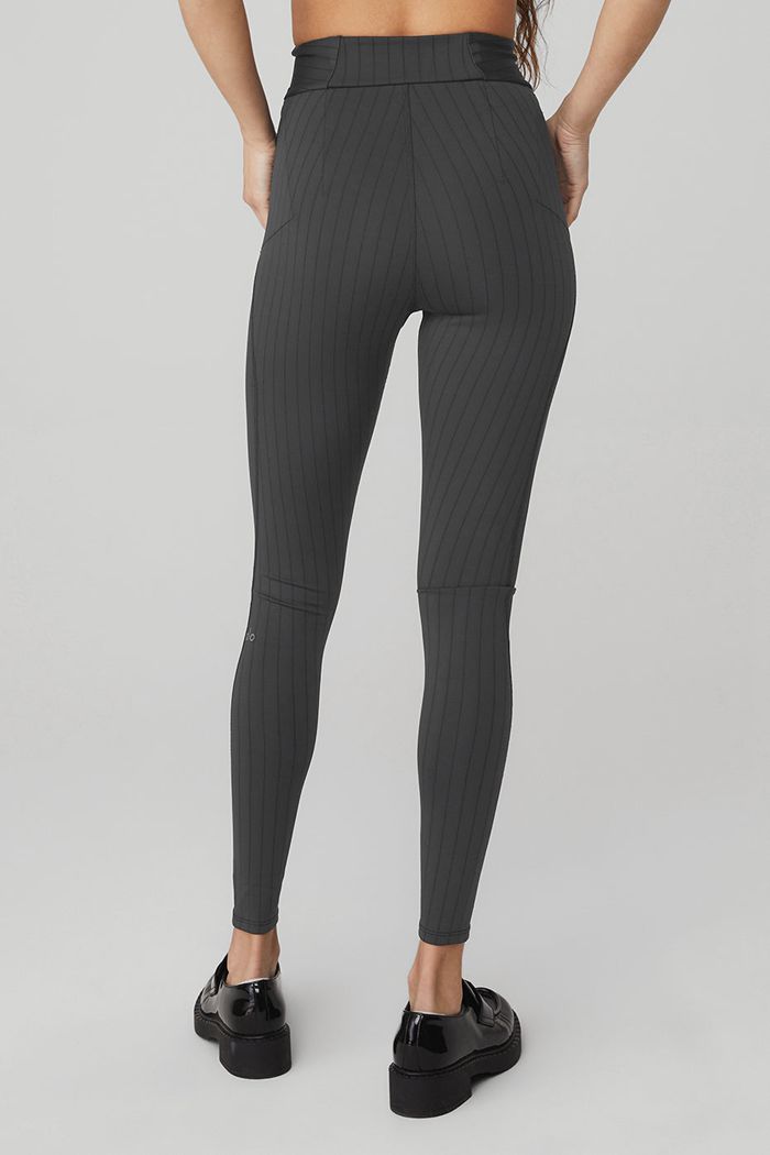 Leggins Alo Yoga Pinstripe Jacquard Extreme High-Cintura Mujer Grises Oscuro | 051624FHR