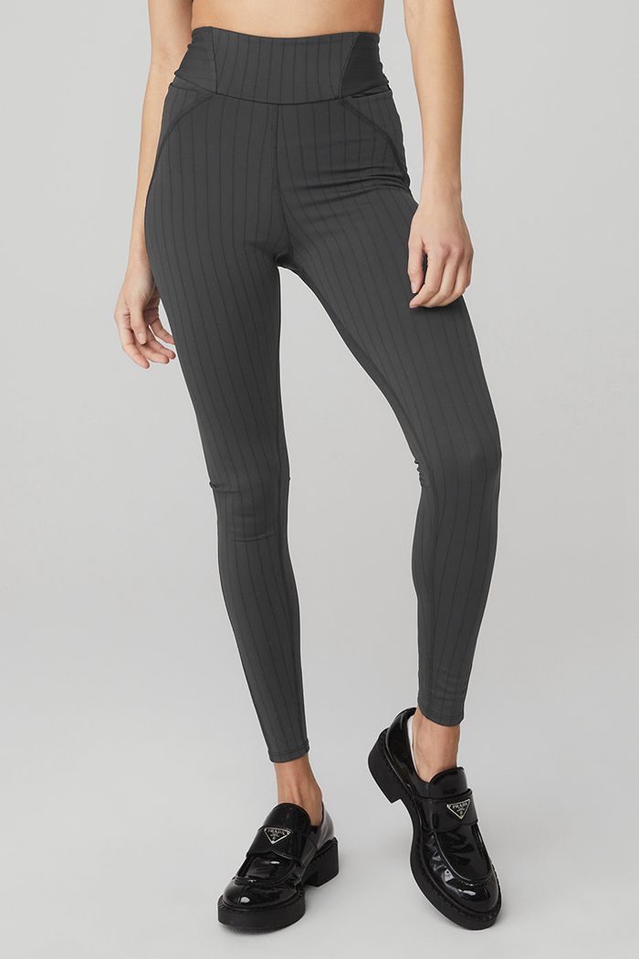 Leggins Alo Yoga Pinstripe Jacquard Extreme High-Cintura Mujer Grises Oscuro | 051624FHR