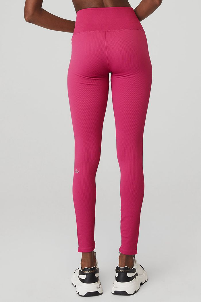 Leggins Alo Yoga Seamless High-Cintura Ribbed Mujer Rojos | 814973HIG