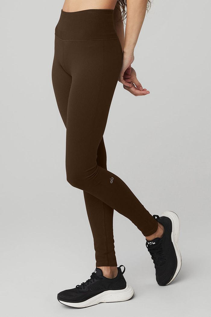 Leggins Alo Yoga Seamless High-Cintura Ribbed Mujer Negros | 819074YBM