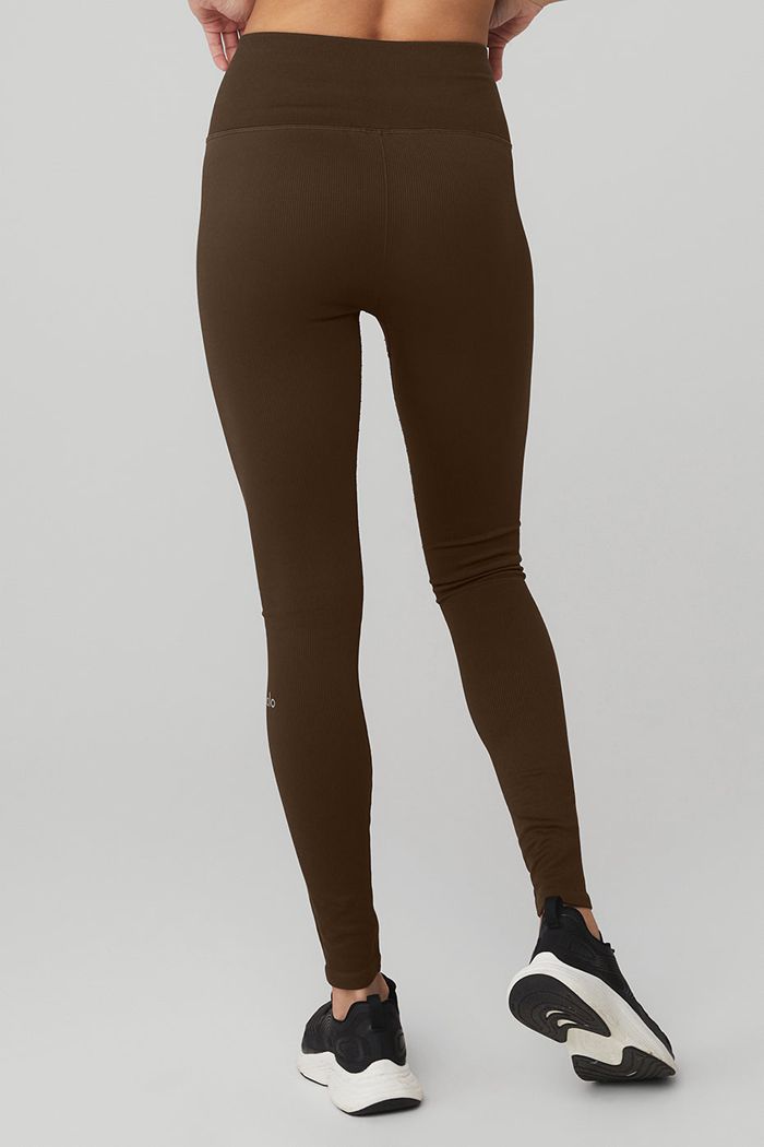 Leggins Alo Yoga Seamless High-Cintura Ribbed Mujer Negros | 819074YBM