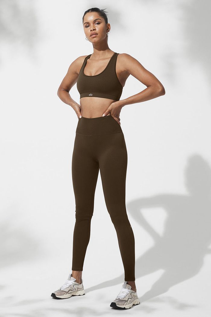 Leggins Alo Yoga Seamless High-Cintura Ribbed Mujer Negros | 819074YBM