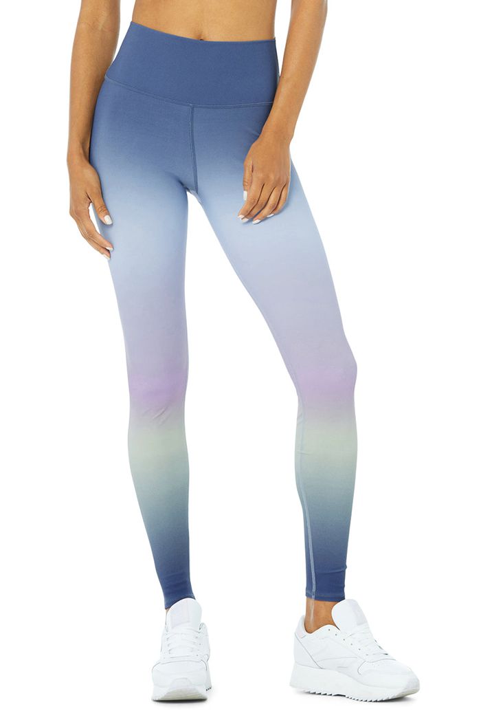 Leggins Alo Yoga Vapor High-Cintura Gradient Dusk Mujer Azules | 719082JAN