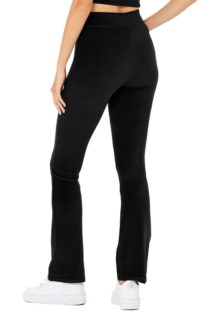 Leggins Alo Yoga Velour Flare Mujer Negros | 492850FSI