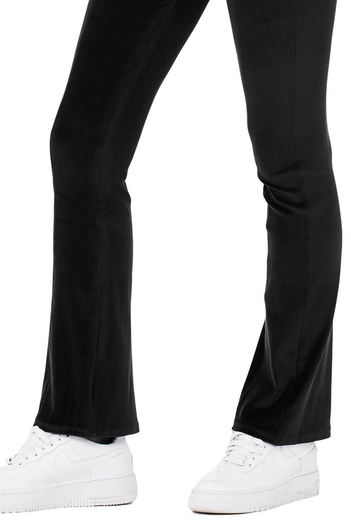 Leggins Alo Yoga Velour Flare Mujer Negros | 492850FSI