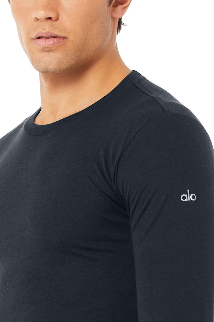 Long Sleeve Alo Yoga Airwave Hombre Azul Marino | 951432IAJ