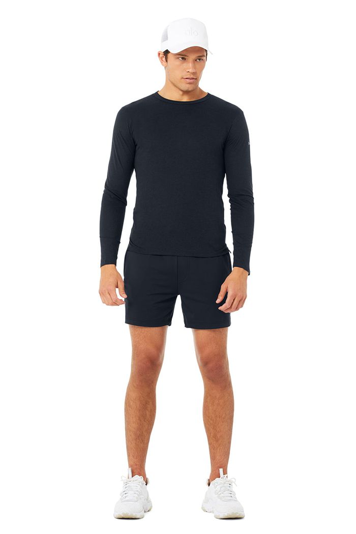 Long Sleeve Alo Yoga Airwave Hombre Azul Marino | 951432IAJ