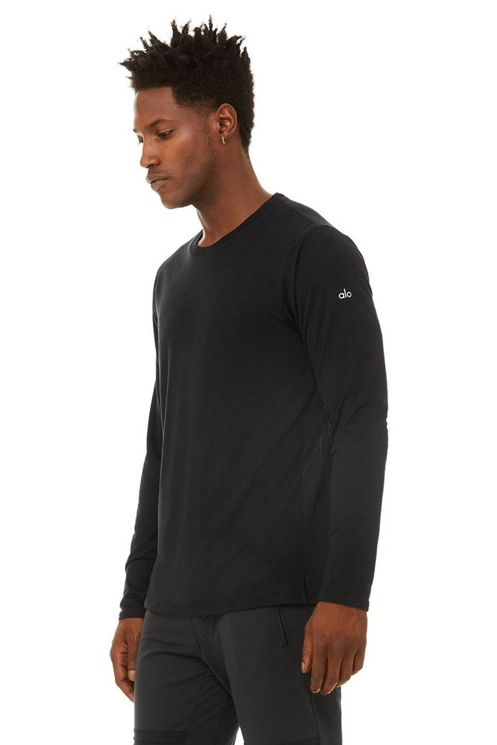 Long Sleeve Alo Yoga Airwave Hombre Negros | 746821GEQ