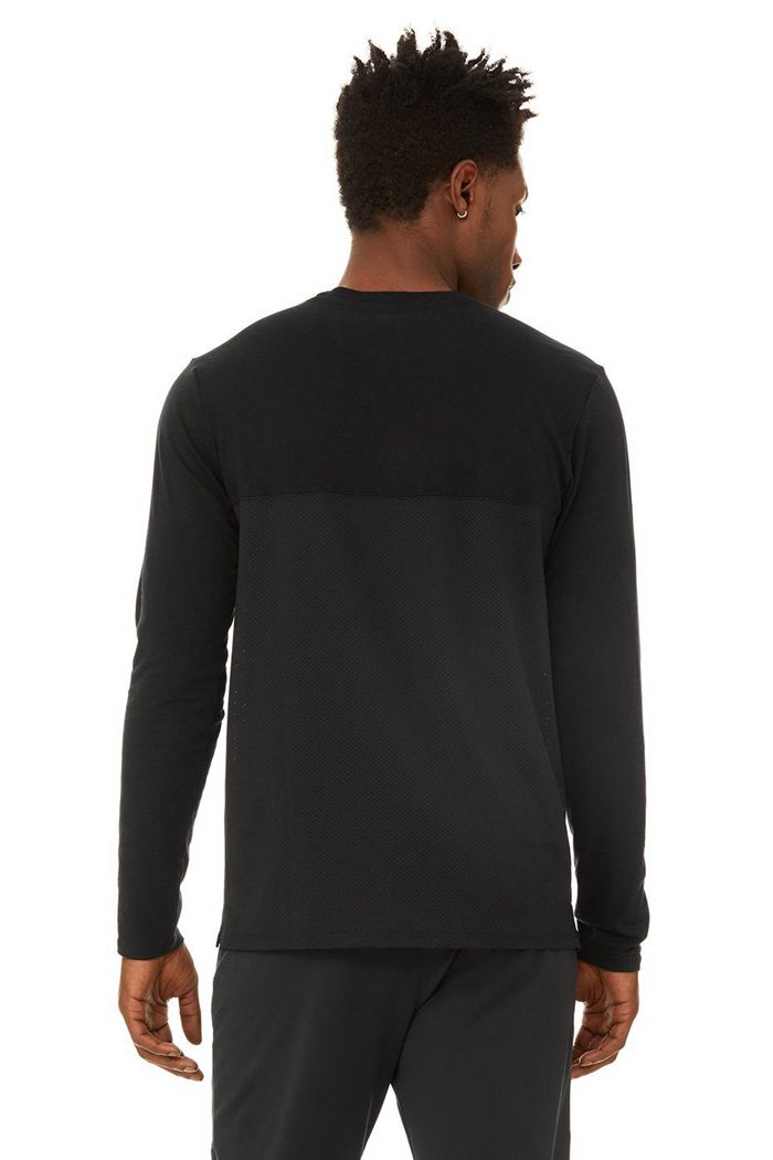 Long Sleeve Alo Yoga Airwave Hombre Negros | 746821GEQ