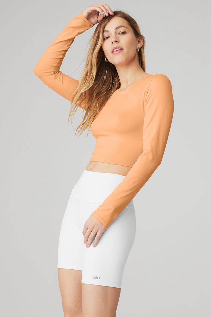 Long Sleeve Alo Yoga Alosoft Crop Finesse Mujer Naranjas | 392810EKO