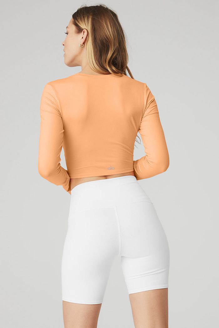 Long Sleeve Alo Yoga Alosoft Crop Finesse Mujer Naranjas | 392810EKO