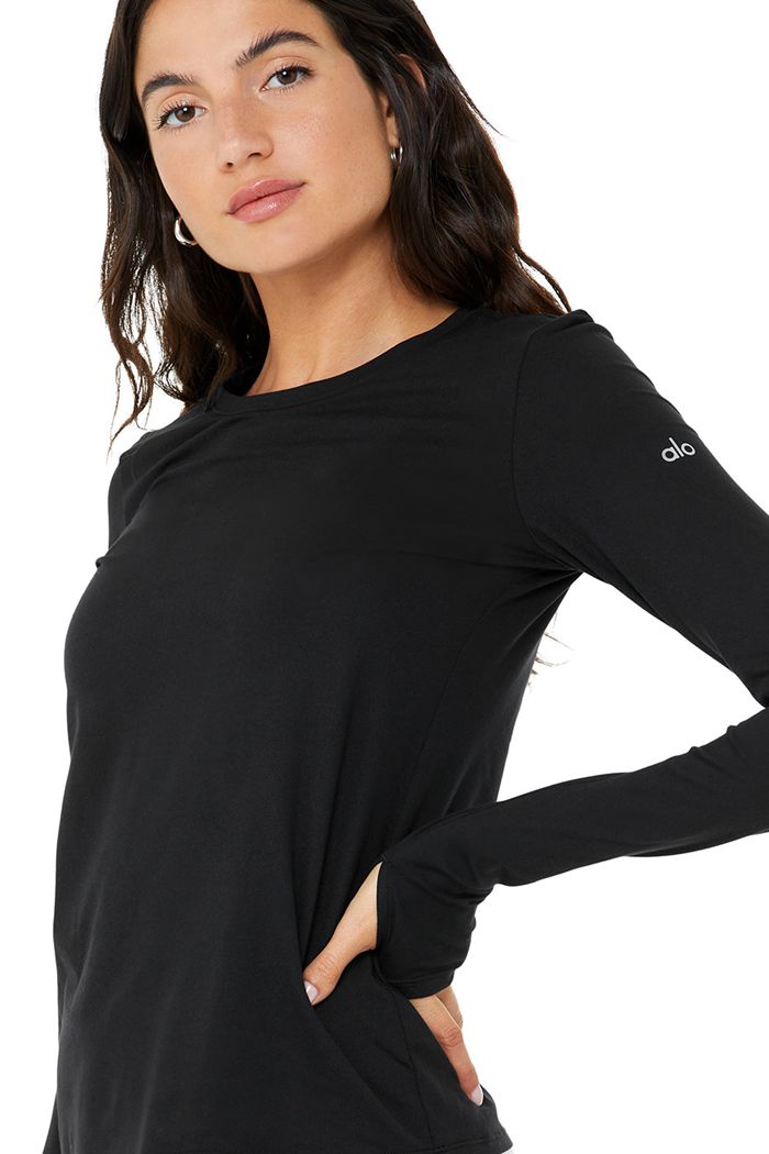 Long Sleeve Alo Yoga Alosoft Finesse Mujer Negros | 015837XEI