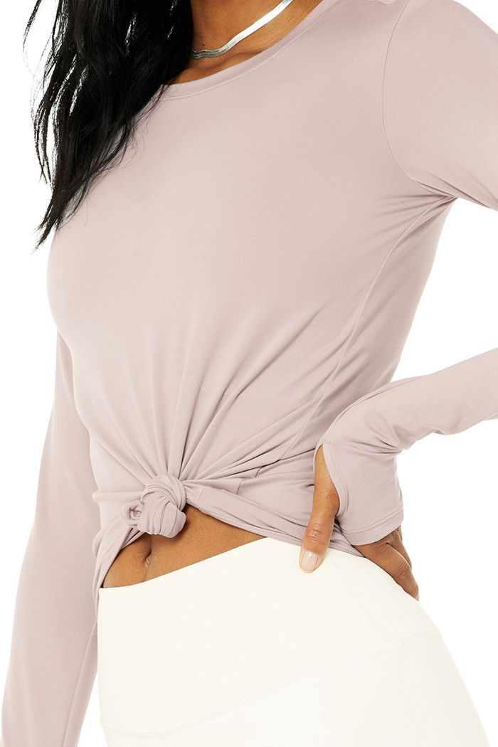 Long Sleeve Alo Yoga Alosoft Finesse Mujer Rosas | 142075ZGT