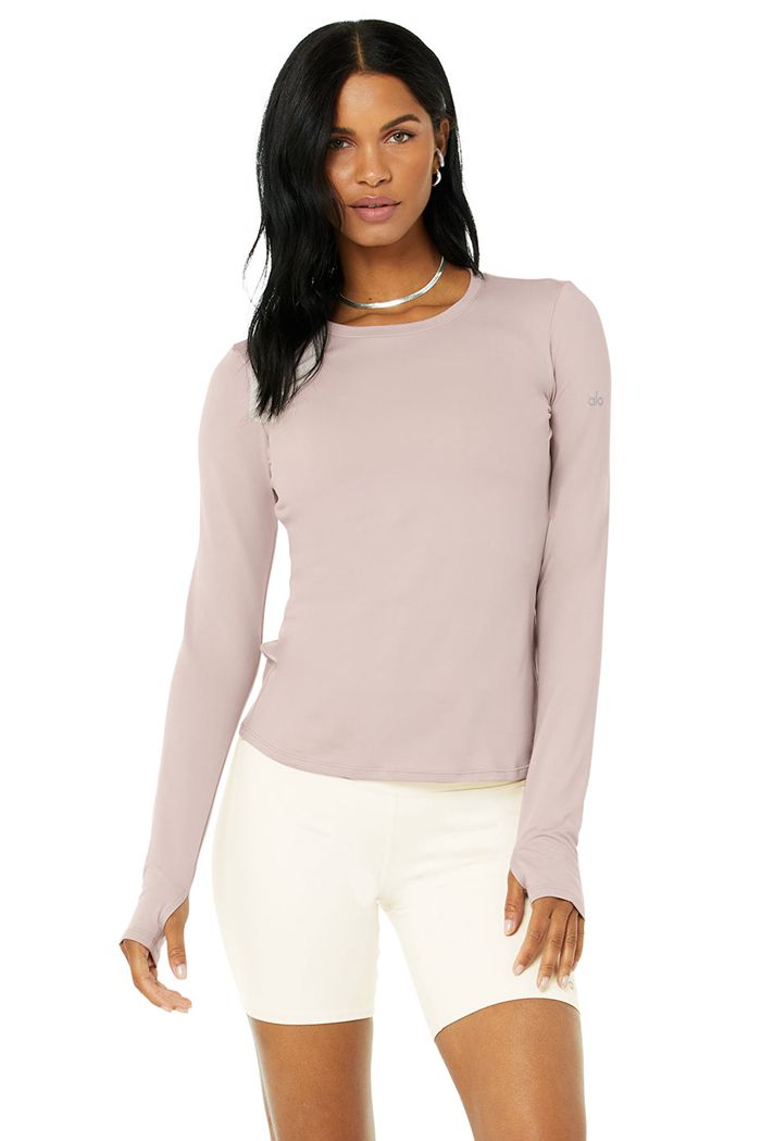 Long Sleeve Alo Yoga Alosoft Finesse Mujer Rosas | 142075ZGT