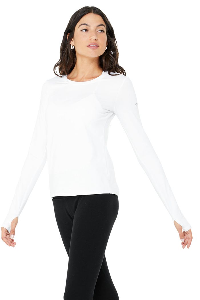 Long Sleeve Alo Yoga Alosoft Finesse Mujer Blancos | 697405OCD