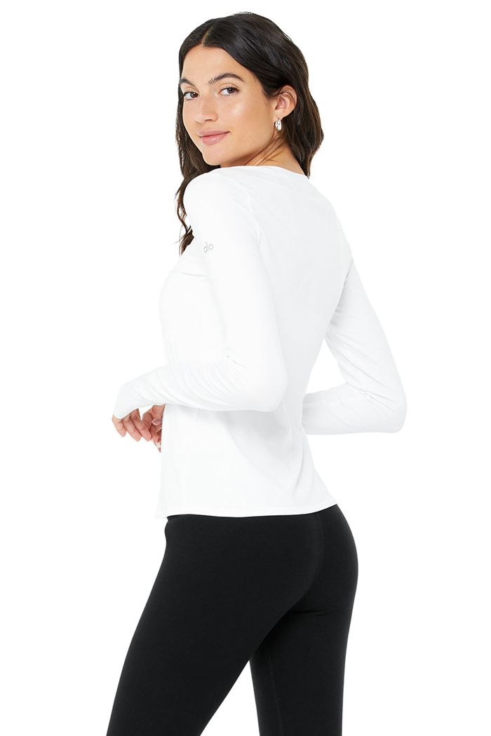 Long Sleeve Alo Yoga Alosoft Finesse Mujer Blancos | 697405OCD