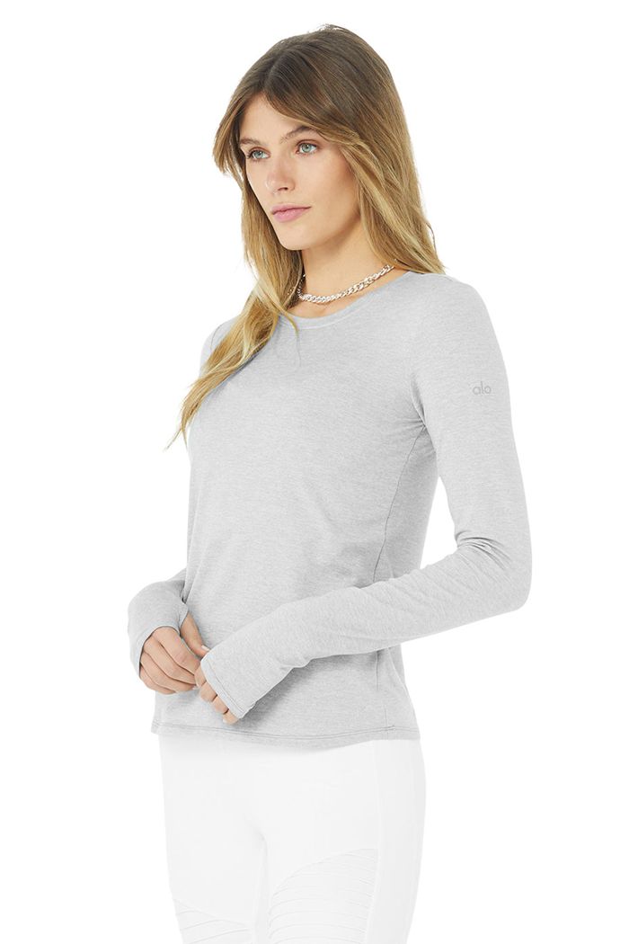 Long Sleeve Alo Yoga Alosoft Finesse Mujer Grises | 731420IEF