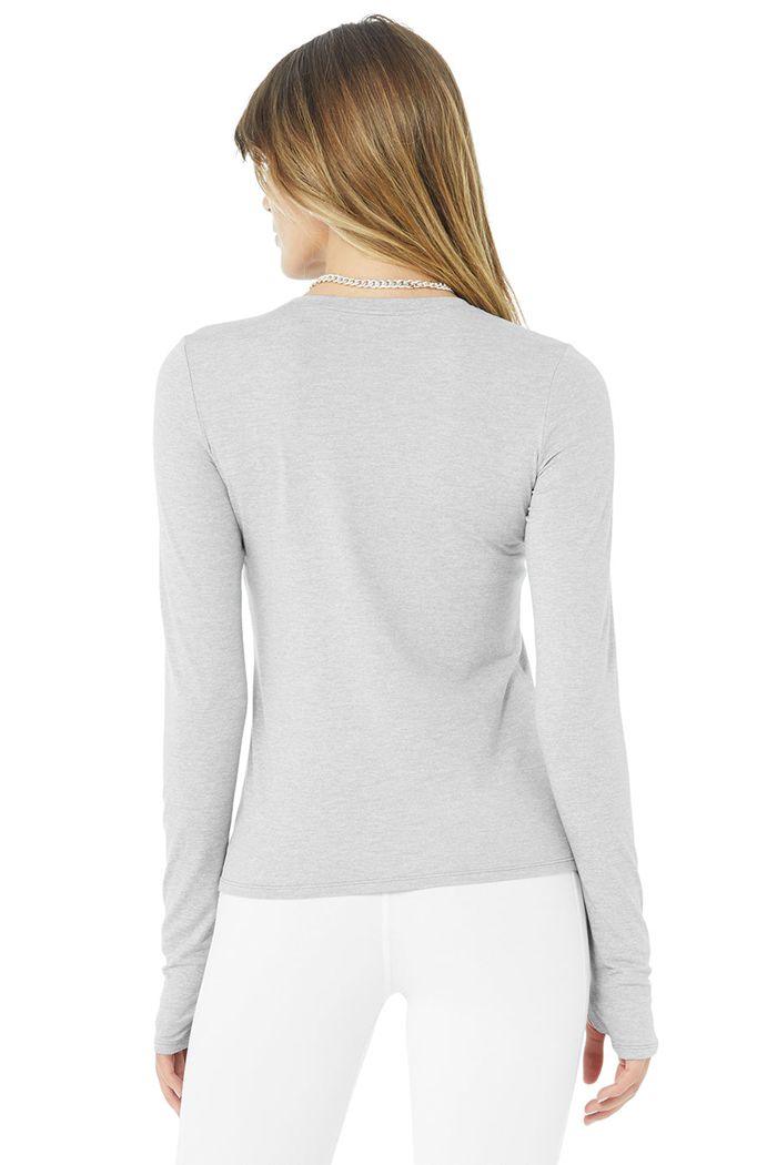 Long Sleeve Alo Yoga Alosoft Finesse Mujer Grises | 731420IEF