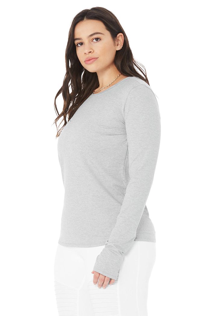 Long Sleeve Alo Yoga Alosoft Finesse Mujer Grises | 731420IEF