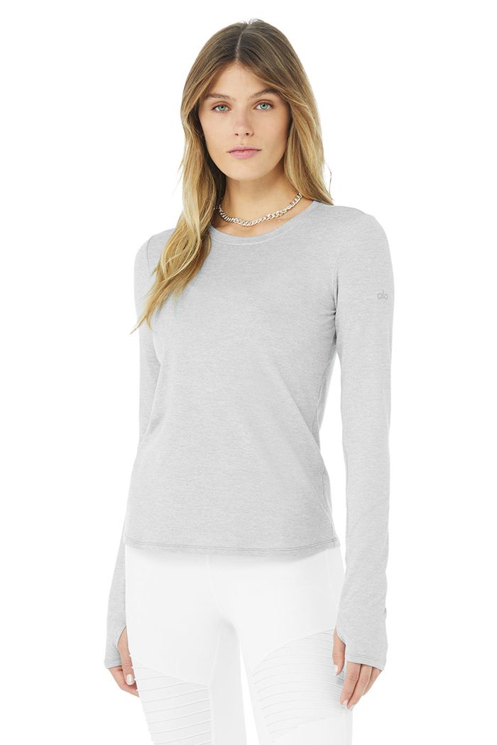 Long Sleeve Alo Yoga Alosoft Finesse Mujer Grises | 731420IEF