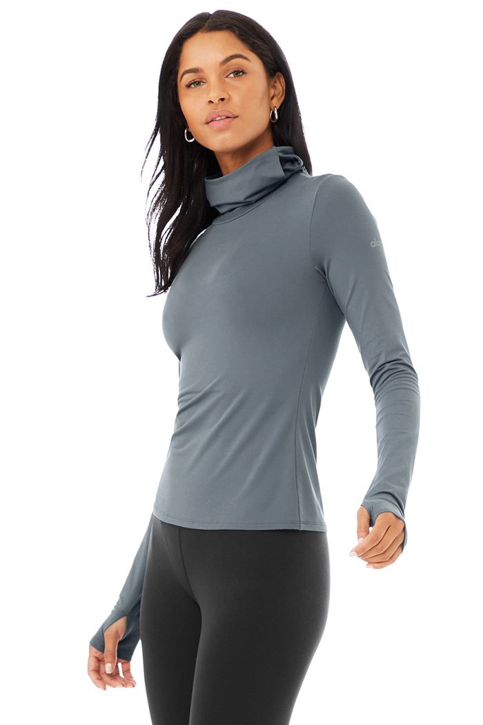 Long Sleeve Alo Yoga Alosoft Protection Turtleneck Mujer Grises | 780916UKE