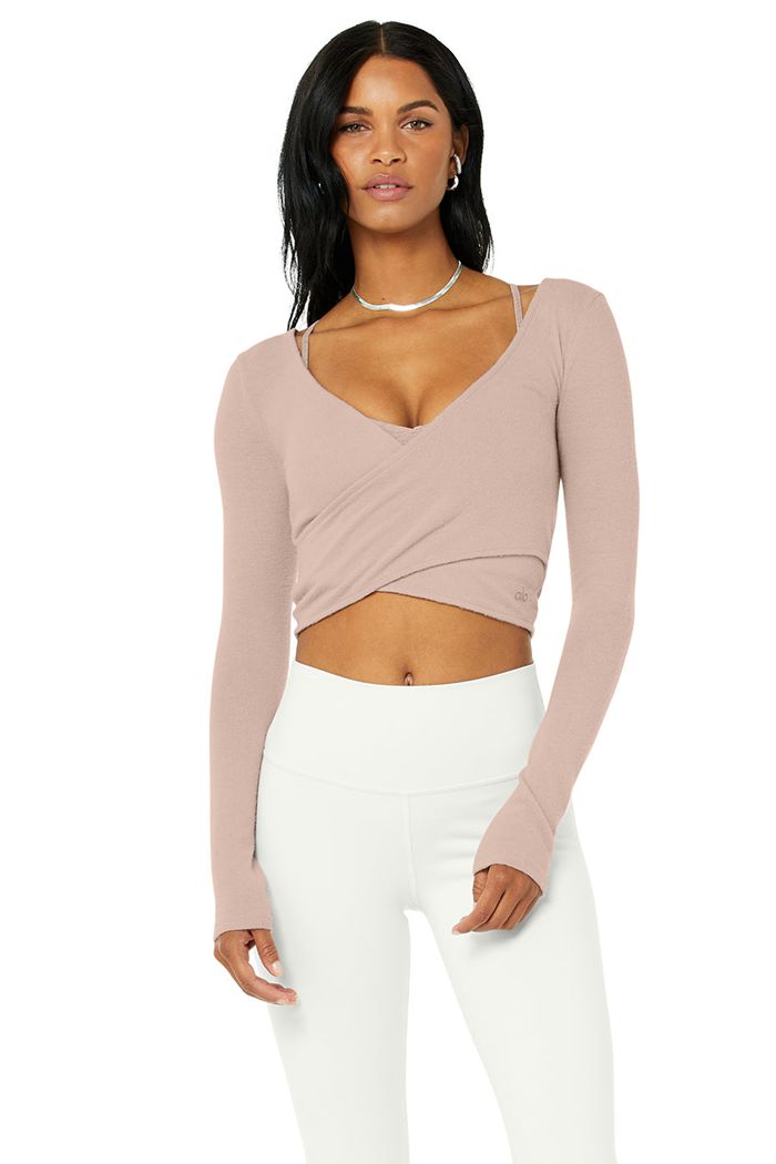 Long Sleeve Alo Yoga Amelia Luxe Crop Mujer Rosas | 290584WRY