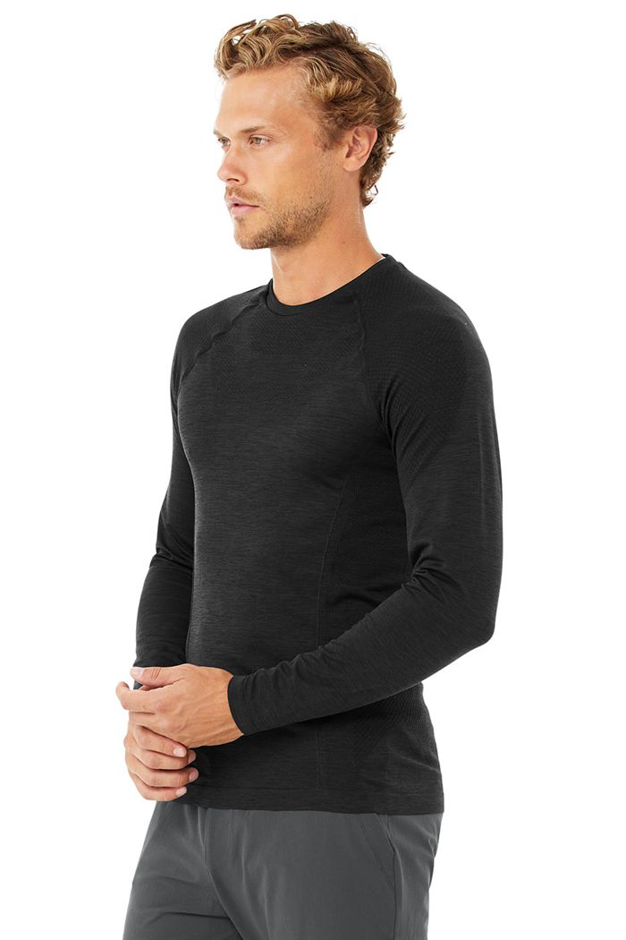 Long Sleeve Alo Yoga Amplify Seamless Hombre Negros | 048762TEK