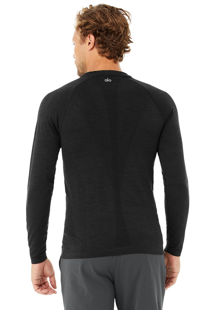 Long Sleeve Alo Yoga Amplify Seamless Hombre Negros | 048762TEK