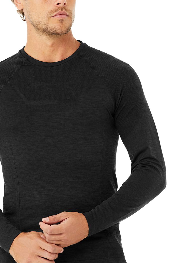 Long Sleeve Alo Yoga Amplify Seamless Hombre Negros | 048762TEK