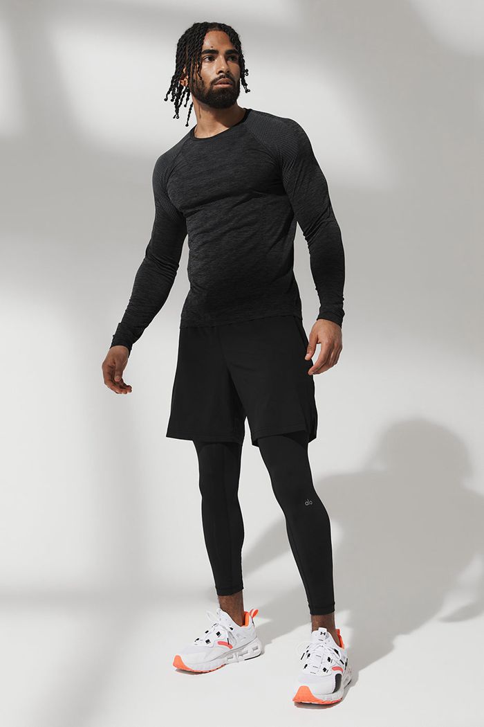 Long Sleeve Alo Yoga Amplify Seamless Hombre Negros | 317065YJV