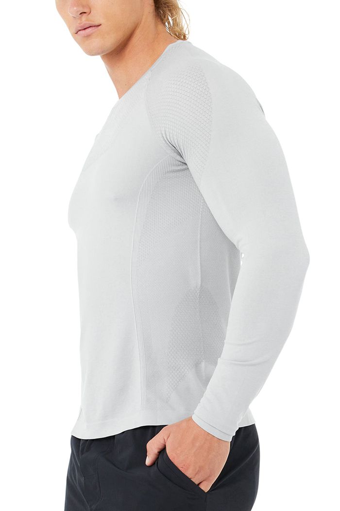 Long Sleeve Alo Yoga Amplify Seamless Hombre Grises | 421903SDJ