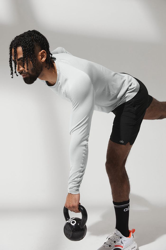 Long Sleeve Alo Yoga Amplify Seamless Hombre Grises | 421903SDJ