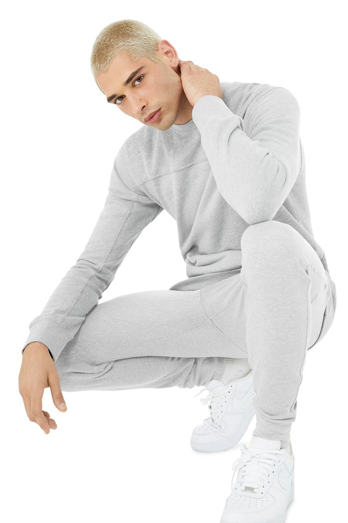 Long Sleeve Alo Yoga Base Sweatshirt Hombre Grises | 435278JNL