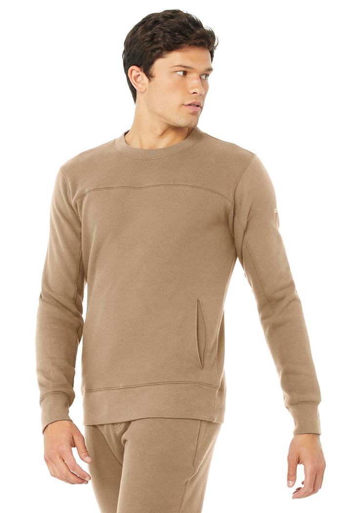 Long Sleeve Alo Yoga Base Sweatshirt Hombre Marrom | 517302AFX