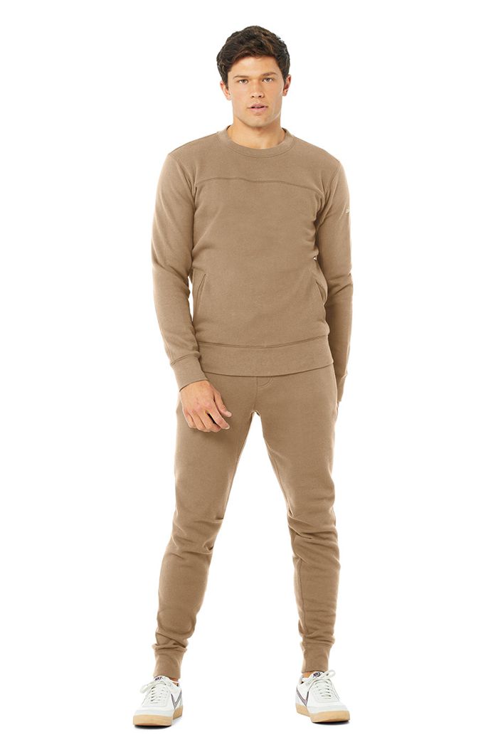 Long Sleeve Alo Yoga Base Sweatshirt Hombre Marrom | 517302AFX