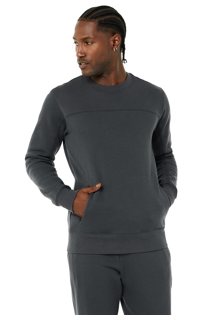 Long Sleeve Alo Yoga Base Sweatshirt Hombre Grises Oscuro | 730952MXC