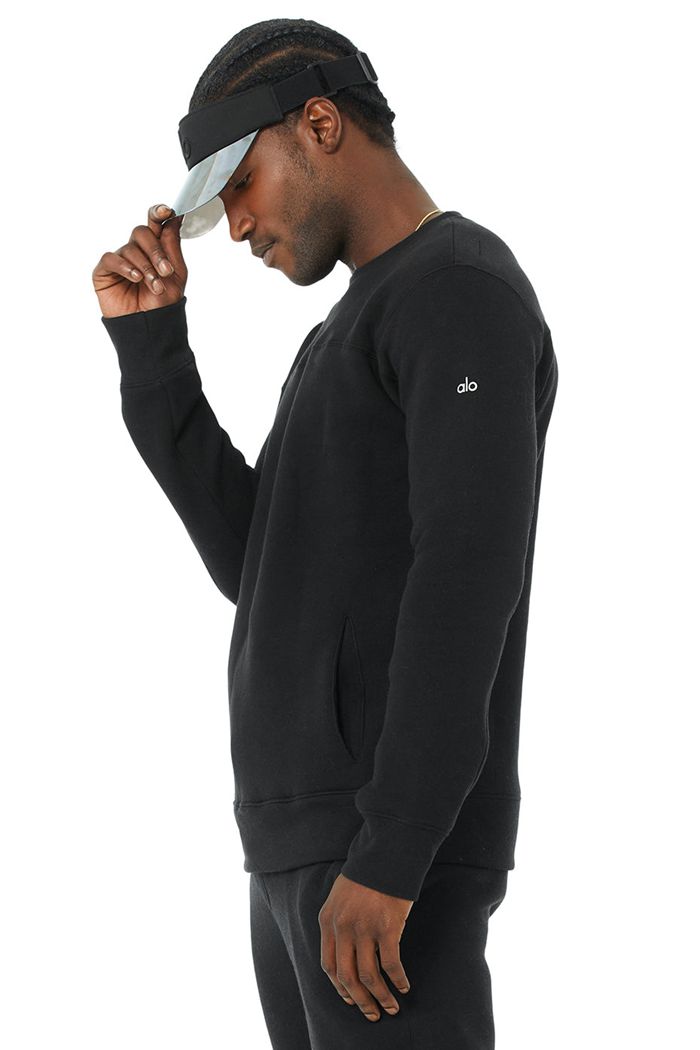 Long Sleeve Alo Yoga Base Sweatshirt Hombre Negros | 931507WEF